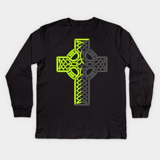 Celtic Cross of green and gray Kids Long Sleeve T-Shirt